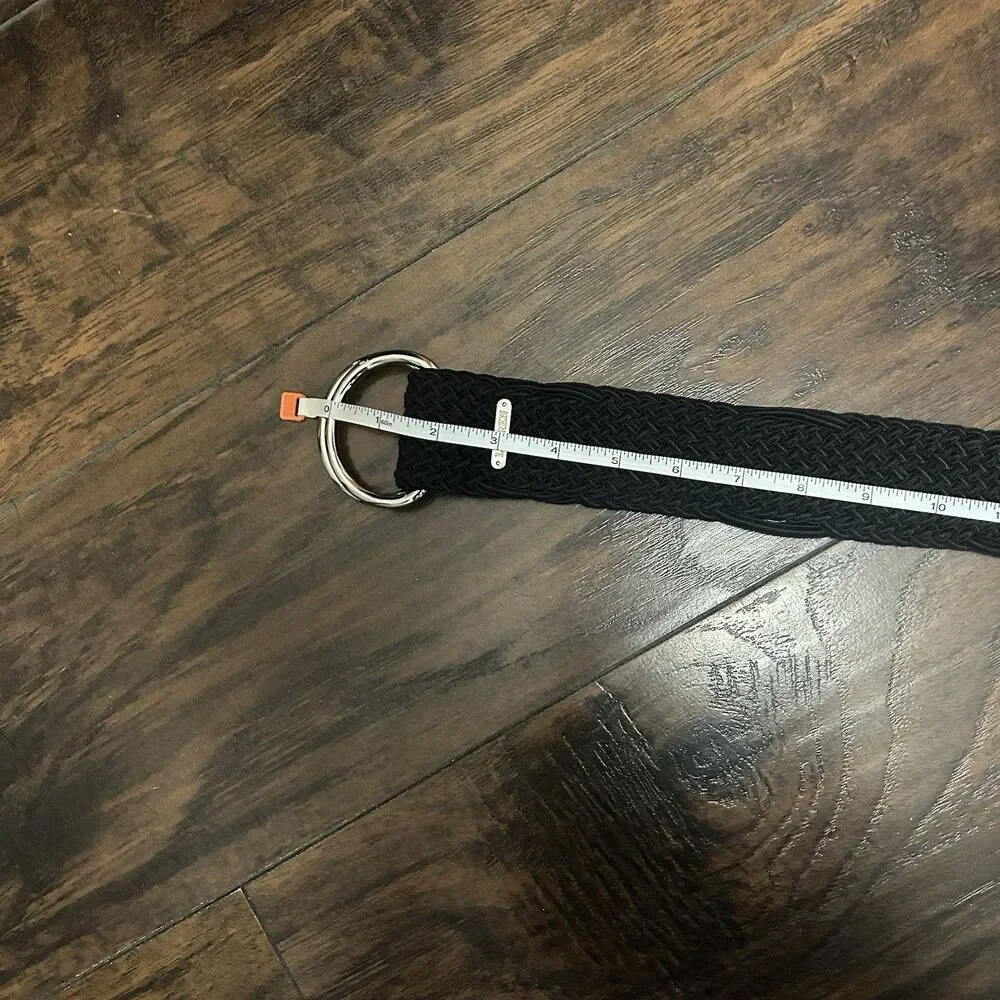 Lauren Ralph Lauren Women's Black Braided Belt Gilded Strap Adjustable Nautical